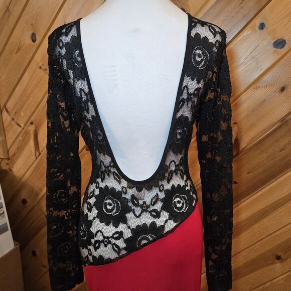 Made in‎ the USA Lace/Rayon Full Length Sexy Dress Open Back Large Stretch - Picture 8 of 15